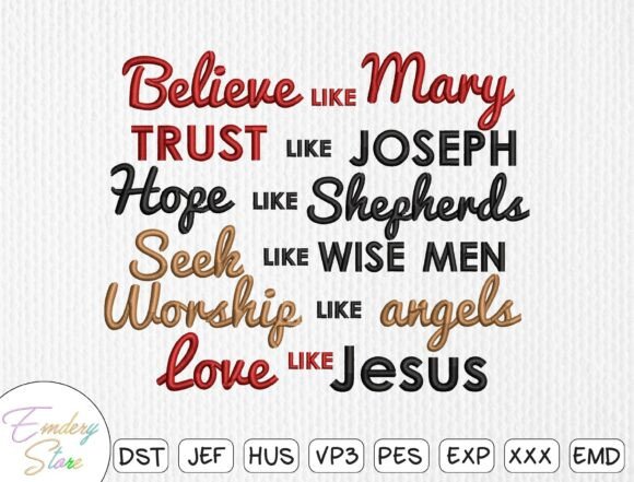 Believe Like Mary Embroidery Design