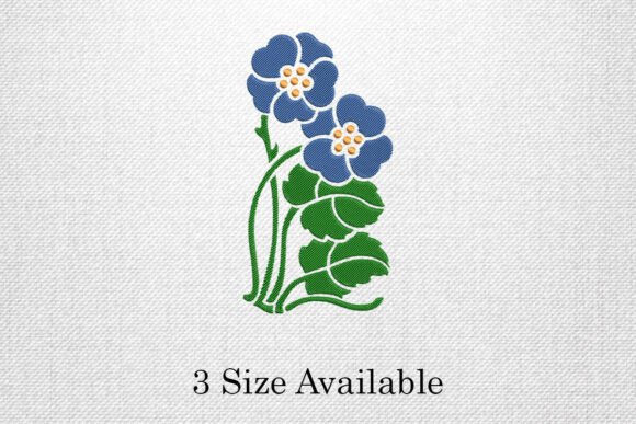 Blue Wildflower Embroidery Design