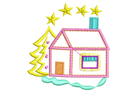 Christmas House Embroidery Design