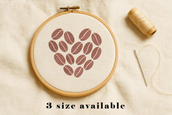 Coffee Bean Heart Embroidery Design