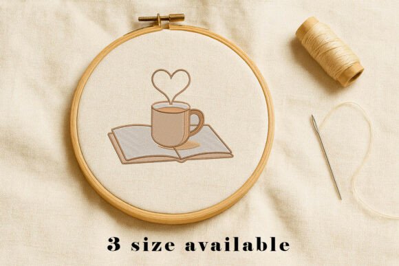 Coffee Book Embroidery Design