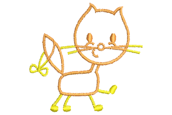 Cute Cartoon Cat Embroidery Design