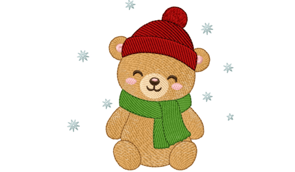 Cute Winter Bear Embroidery Design