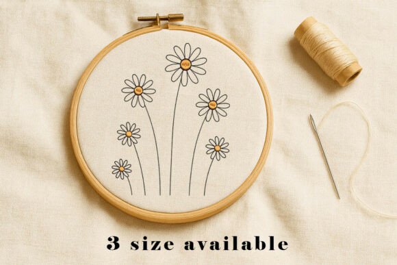 Daisy Flower Line Embroidery File
