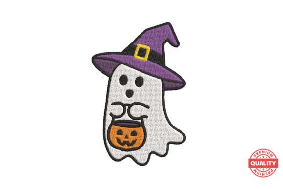Ghost with Witch Hat Embroidery