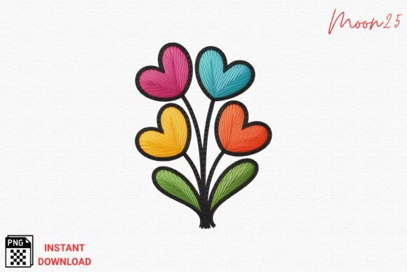 Heart Flower Embroidery PNG