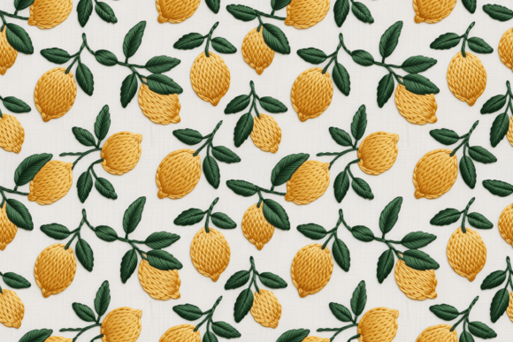 Lemon Embroidery Seamless Pattern