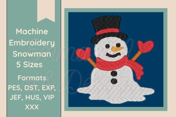 Melting Snowman Machine Embroidery Design