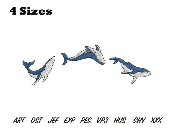 Minimalist Whale Embroidery Design