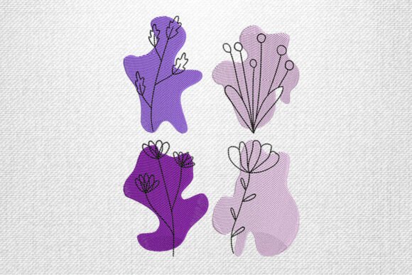 Modern Purple Floral Embroidery Design
