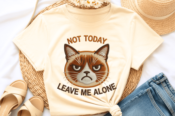 Not Today Leave Me Alone Cat Embroidery