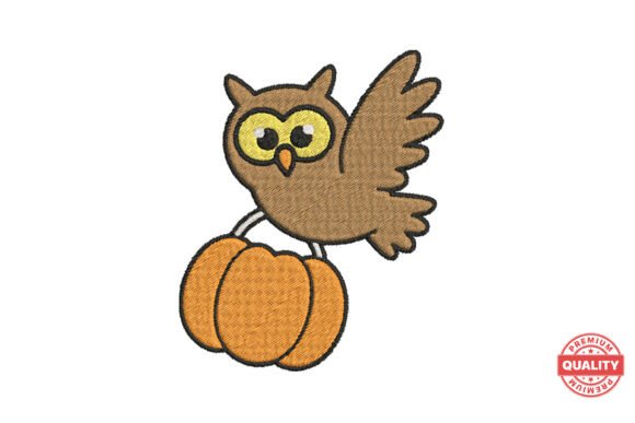 Owl on Pumpkin Embroidery Design