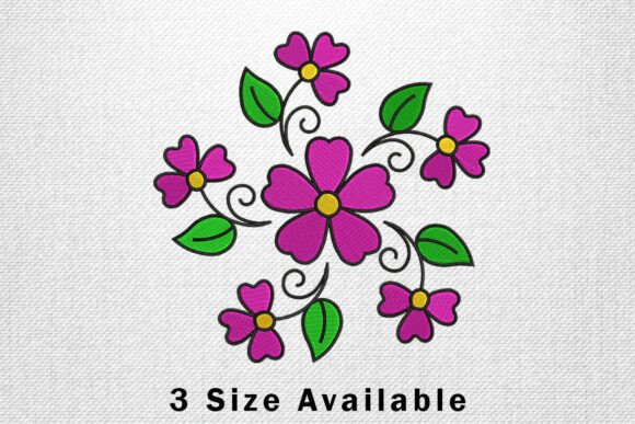 Pink Floral Circle Embroidery Design