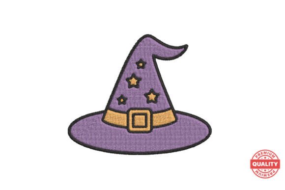 Purple Witch Hat Embroidery Design