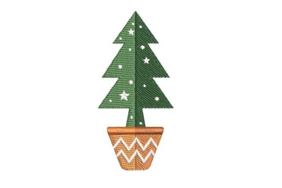 Simple Potted Christmas Tree Embroidery Design