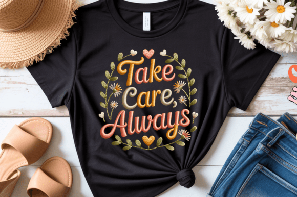 Take Care Always Embroidery PNG
